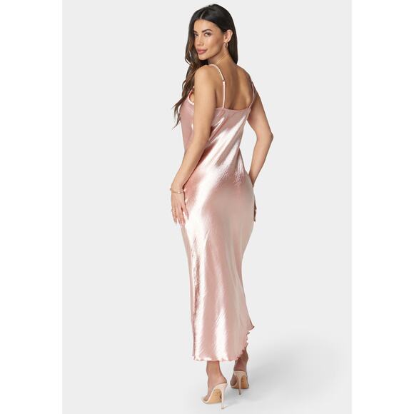 MSRP $129 HAMMERED SATIN COWL NECK PEARL STRAP MAXI DRESS S | SAME DAY SHIP - Picture 1 of 10